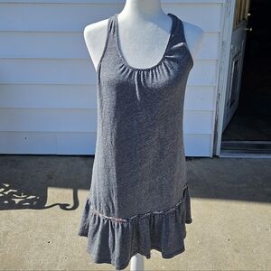 Lucky Brand Gray Racerback Ruffle-Hem Tank Dress